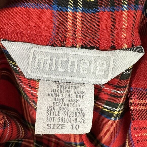 Michele Tartan Plaid Pleated Shorts Womens Size 10 Red NOS Vintage Preppy New - Picture 4 of 16